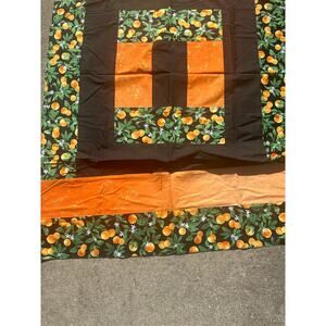 vintage brown flower orange baby quilt